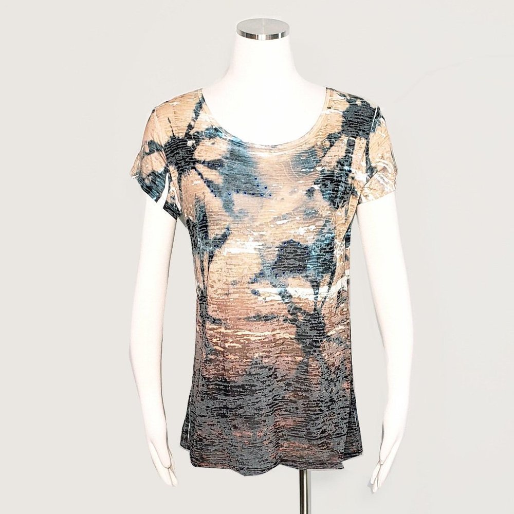 Cache Palm Print Tee NWOT